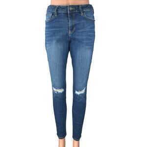 Gap Women's Blue Mid Rise Sculpted Legging Distressed Skinny Denim Jeans Size 8